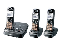 Panasonic KX TG9333T Cordless phone Call Waiting Caller ID Answering system Speakerphone DECT Black metallic 2 additional handset s KX TG9333T