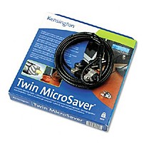 Kensington Twin Micro Saver 64025 7 Feet Carbon Steel Security Cable Lock for CPUs Printers Projectors Notebooks 2 Keys Black