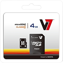 V7 VAMSDH4GCL4R 1N 4 GB Micro SDHC Class 4 Flash Memory Card with SD Adapter