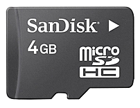 SanDisk SDSDQM 004G B35A 4 GB microSDHC Memory Card with SD Adapter Class 4 Black
