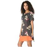 Rachel Roy 008878695274 Floral Layer Dress - Small - Graphite - Loose Fitting - Silk
