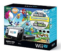 Nintendo Wupskafp Wii U -  Deluxe Set With Super Mario Bros U And Super Luigi U - Black