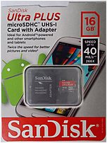 SanDisk Ultra Plus SDSDQUP 016G AA 16 GB MicroSDHC UHS I Memory Card with Adapter