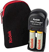 Kodak 1720804 Mini Charger Kit with Camera Case 2 x Nickel Metal Hydride AA Rechargeable Batteries Not Included Black
