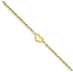 ANK154 10 14K Gold Open Heart Rope Anklet Jewelry 10 inch