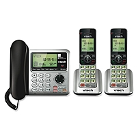 Vtech Cs6649-2 Dect 6.0 Expandable Corded/cordless Phone With Answering System And Caller Id/call Waiting, Silver/black With 2 Handsets - Cordless - 1 X Phone Line - 2 X Handset - Speakerphone - Answering Machine - Backlight