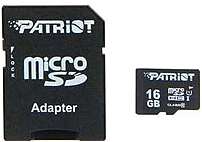 Patriot LX pro Series PSF16GMCSHC10BK 16 GB MicroSDHC Memory Card With Adapter