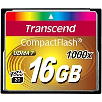 Transcend Ultimate 16 Gb Compactflash - 160 Mb/s Read - 120 Mb/s Write - 1 Card - 1000x Memory Speed Ts16gcf1000