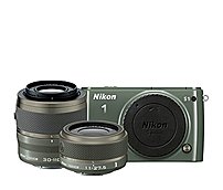 Nikon 1 S1 10.1 Megapixel Mirrorless Camera with Lens 11 mm 27.50 mm Lens 1 30 mm 110 mm Lens 2 Khaki 3 quot; LCD 16 9 2.5x 3.7x Optical Zoom Optical IS 3872 x 2592 Image 1920 x 1080 Video HDMI PictBr