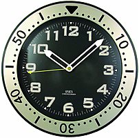 Timekeeper 515bb 12-inch Round Chronograph Design Wall Clock - Black Dial - Luminous Night Glow - Glass Cover - Quartz Movement