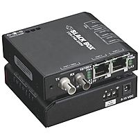 Black Box Standard Media Converter Switch 2 x RJ 45 1 x SC Duplex 10 100Base TX 100Base X External Rack mountable LBH100A SSC