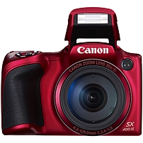 Canon 9769B001 PowerShot SX400 IS 16 Megapixel Compact Camera Red 3 inch LCD 16 9 30x Optical Zoom 4x Optical IS 4608 x 3456 Image 1280 x 720 Video PictBridge HD Movie Mode