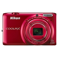 Nikon Coolpix S6500 16 Megapixel Compact Camera Red 3 quot; AMOLED 16 9 12x Optical Zoom 4x Optical IS 4624 x 3464 Image 1920 x 1080 Video HDMI HD Movie Mode Wireless LAN GPS 26372