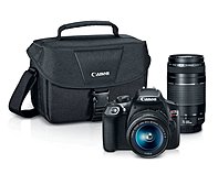 Canon 1159C008 EOS Rebel T6 Digital SLR Camera Kit with EF S 18 55mm and EF 75 300mm Zoom Lenses 3 inch LCD Display Black 100EOS Shoulder Bag with Strap
