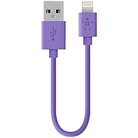 Belkin Lightning to USB ChargeSync Cable Lightning USB for iPad iPod iPhone Notebook 4 ft 1 x Type A Male USB 1 x Lightning Male Proprietary Connector Purple F8J023BT04 PUR