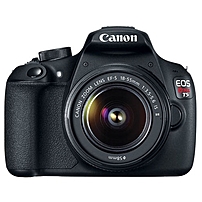 Canon EOS Rebel T5 18 Megapixel Digital SLR Camera with Lens Black 3 quot; LCD 16 9 3.1x Optical Zoom Optical IS 5184 x 3456 Image 1920 x 1080 Video HDMI PictBridge HD Movie Mode 9126B003