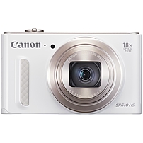 Canon PowerShot SX610 HS 20.2 Megapixel Compact Camera White 3 quot; LCD 16 9 18x Optical Zoom 4x Optical IS TTL 5184 x 3888 Image 1920 x 1080 Video HDMI PictBridge HD Movie Mode Wireless LAN 0112C001