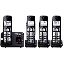 Panasonic KX TGE234B DECT 6.0 1.90 GHz Cordless Phone Black Cordless 1 x Phone Line 3 x Handset Speakerphone Answering Machine Hearing Aid Compatible Backlight