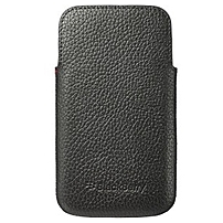 BlackBerry Carrying Case Pouch for Smartphone Black Bump Resistant Interior Scratch Resistant Interior Genuine Leather ACC 60087 001