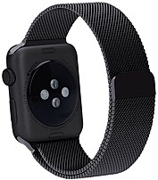 North A-136873-MH Stainless Steel Mesh Band for 1.5-Inch Apple Watch - Black