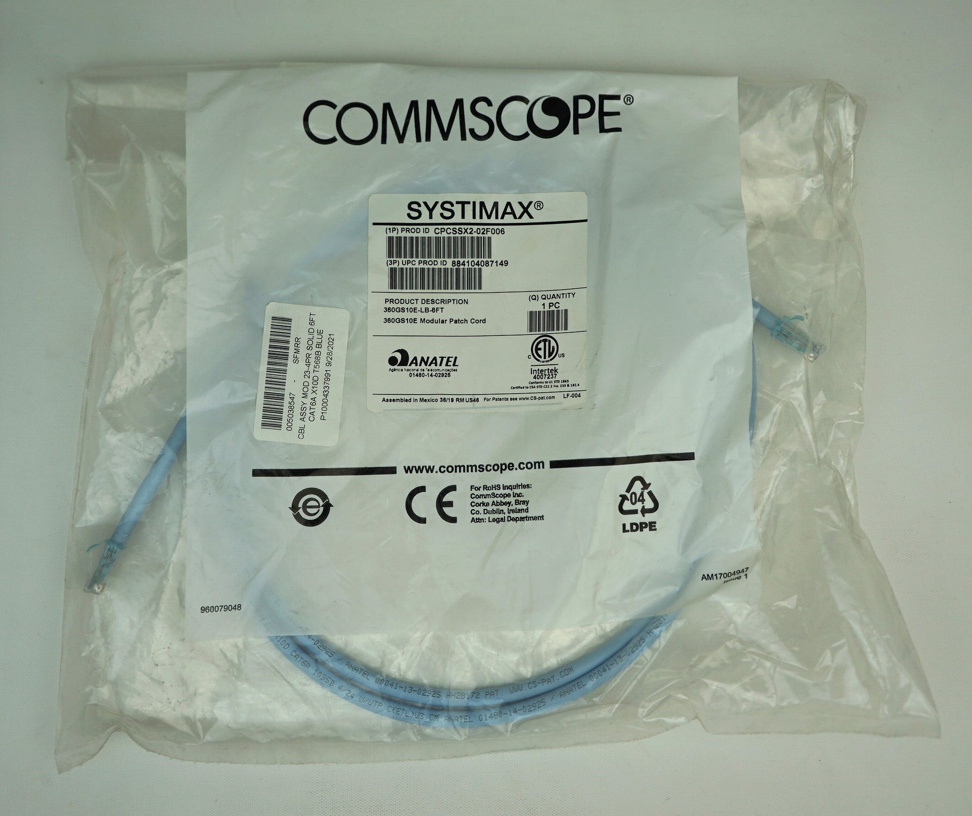 Cables & Connectors>Ethernet - Commscope Cable - CPCSSX2-02F006 - New