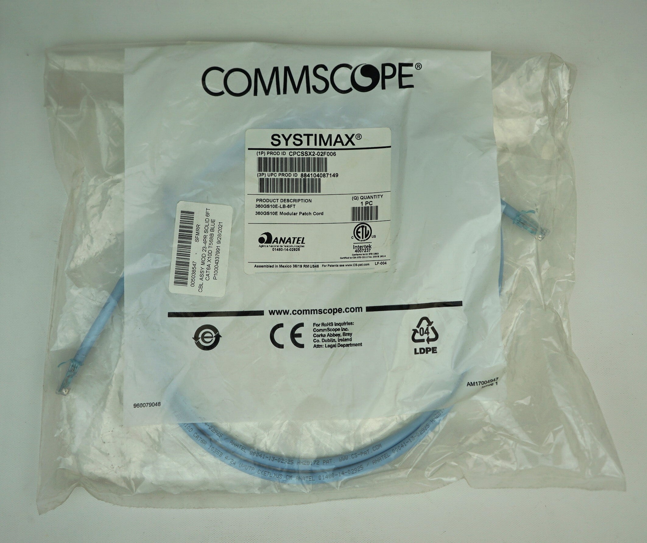 Cables & Connectors>Ethernet - Commscope Cable - CPCSSX2-02F006 - New