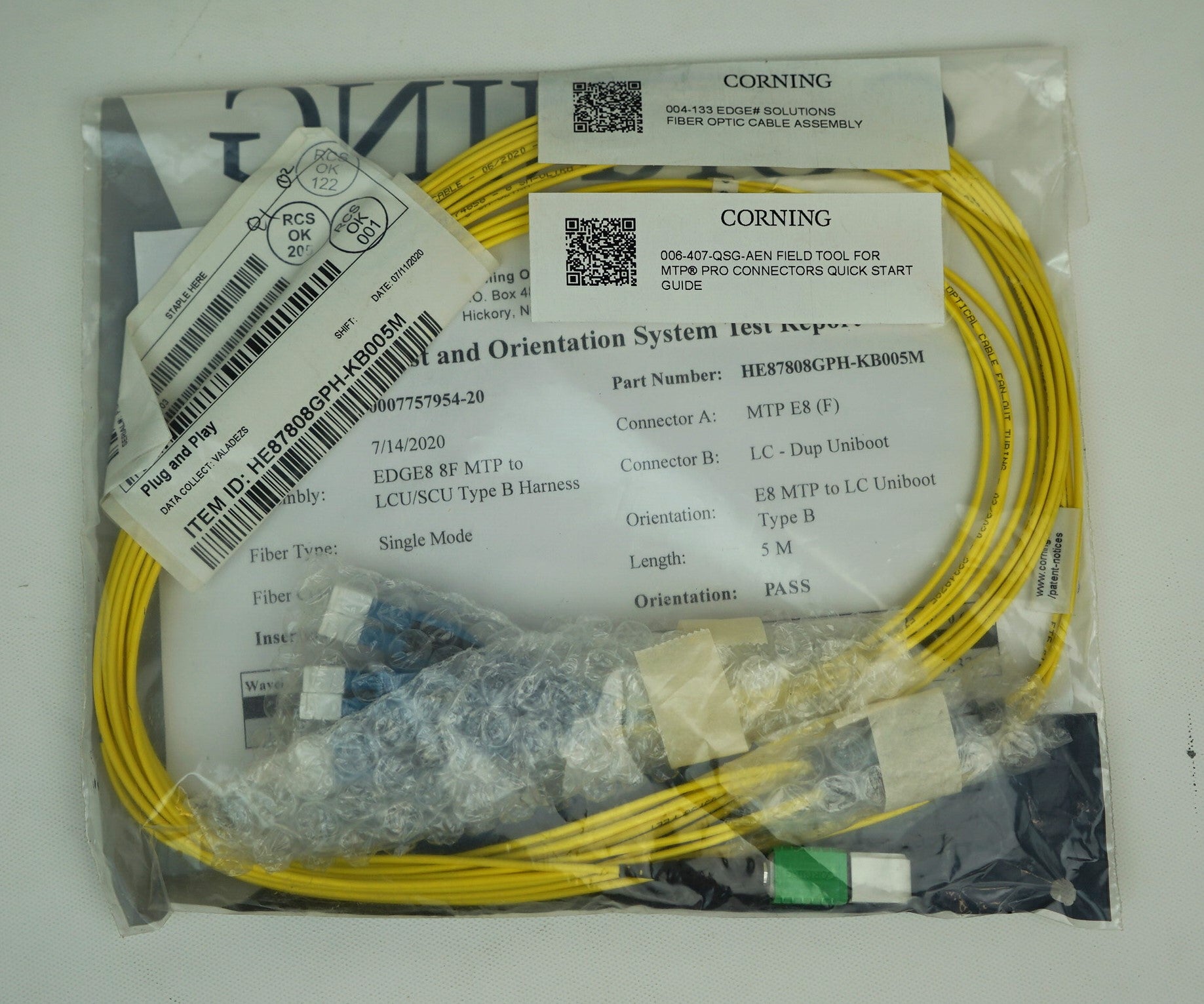 Cables & Connectors>Fibre - Corning - HE87808GPH-KB005M - New