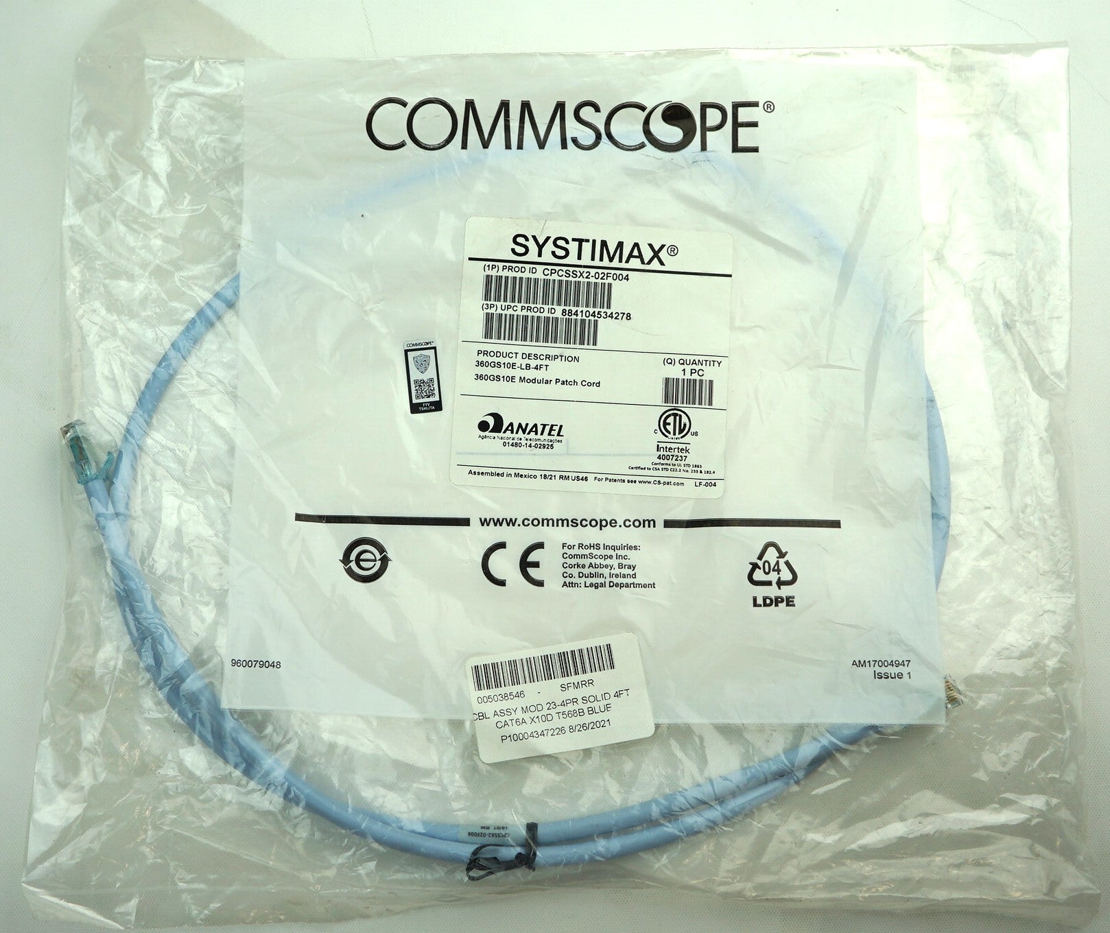 Cables & Connectors>Ethernet - Commscope Cable - CPCSSX2-02F004 - New