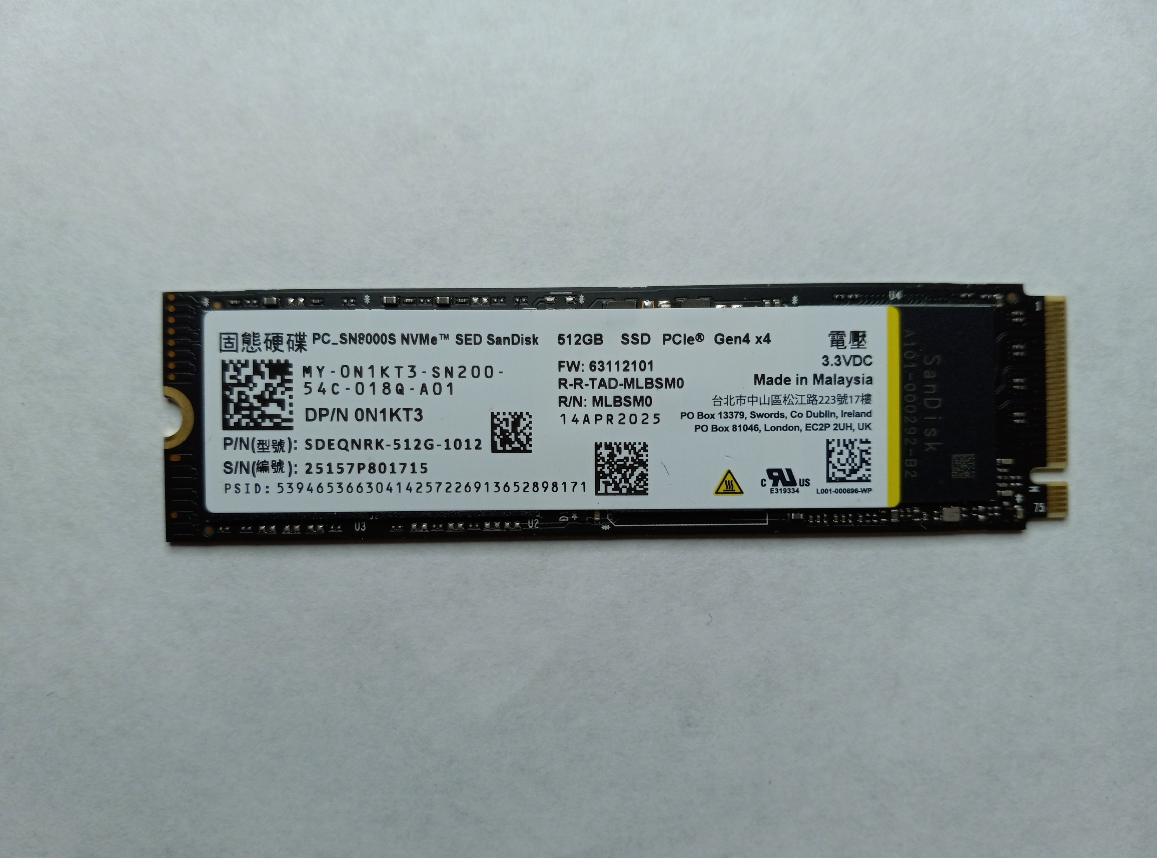 Drives & Storage>SSD Drives - Dell - N1KT3 - Open Box