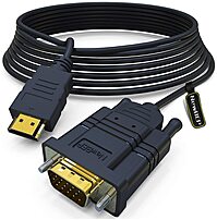 NewBEP B0739TF93B HDMI to VGA Adapter Cable - 1920 x 1080p - Oxygen-Free Copper - Multi-Layer Shielded Aluminum Foil - PVC Shielding - 10 Feet - Black