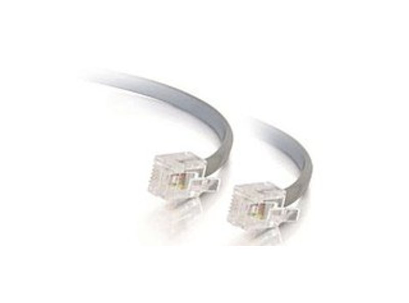 Cables To Go 09593 50 Feet Straight Modular Cable - 1 x RJ-11 Male/Male - Satin Silver