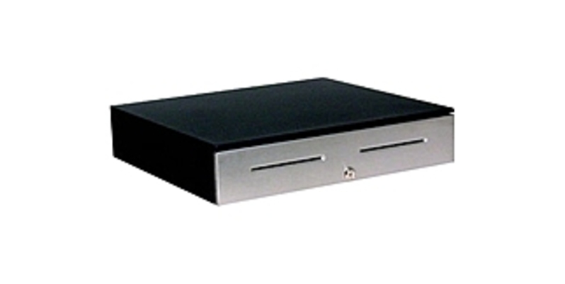 APG JD320-BL1820-C MultiPRO 24V Cash Drawer - Stainless Steel - Coin Roll Storage Till - Black