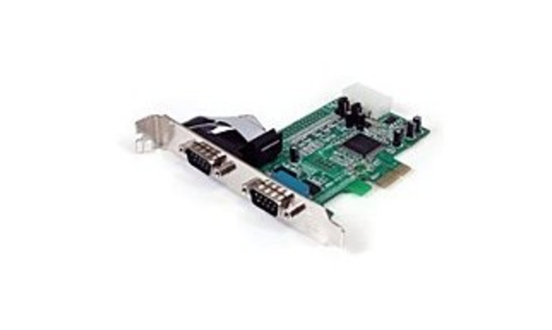 StarTech PEX2S553 Serial Adapter Card with 16550 UART - 2-Port - PCI Express - RS232 - Green