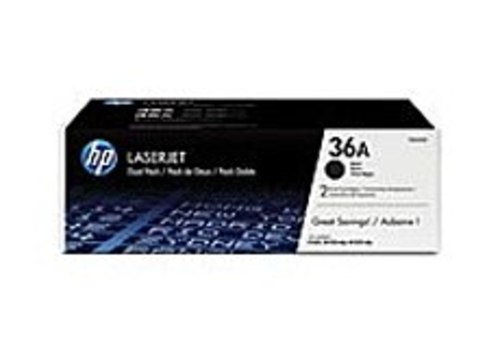 HP CB436D 36A Dual Pack LaserJet Toner Cartridge for LaserJet P1505, P1505n - Black - 2000 Pages