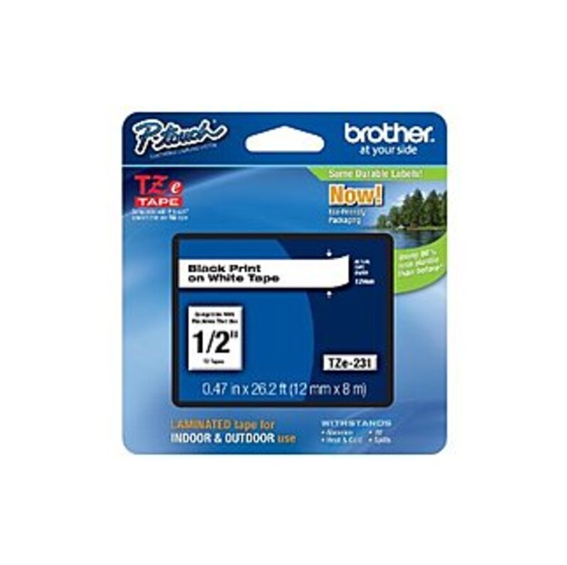 Brother TZE231 Laminated Adhesive Tape For P-Touch 10XX, 11XX, 12XX - Black On White