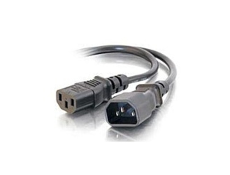 Image of C2G 03145 4 Feet Power Extension Cable - 1 x Power IEC 320 EN 60320 C13 Female, 1 x power IEC 320 EN 60320 C14 Male - Black