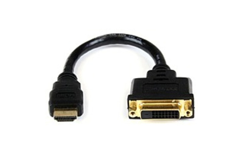 StarTech HDDVIMF8IN 8-inch HDMI to DVI-D Video Cable Adapter - 1 x 19-pin HDMI Male Digital Audio/Video, 1 x 25-pin DVI-D Female Digital Video - Black