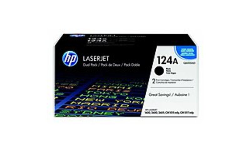 HP Q6000AD 124A Toner Cartridge for LaserJet 1600, 2600n Printers - 2500 Pages - Laser - 2-Pack - Black