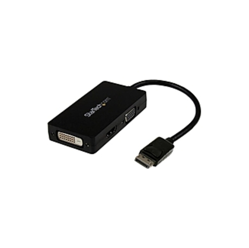 StarTech.com DisplayPort to VGA / DVI / HDMI Adapter - 3-in-1 DP Converter - Black - 1 Pack - 1 x DisplayPort Male Digital Audio/Video - 1 x DVI-D Fem