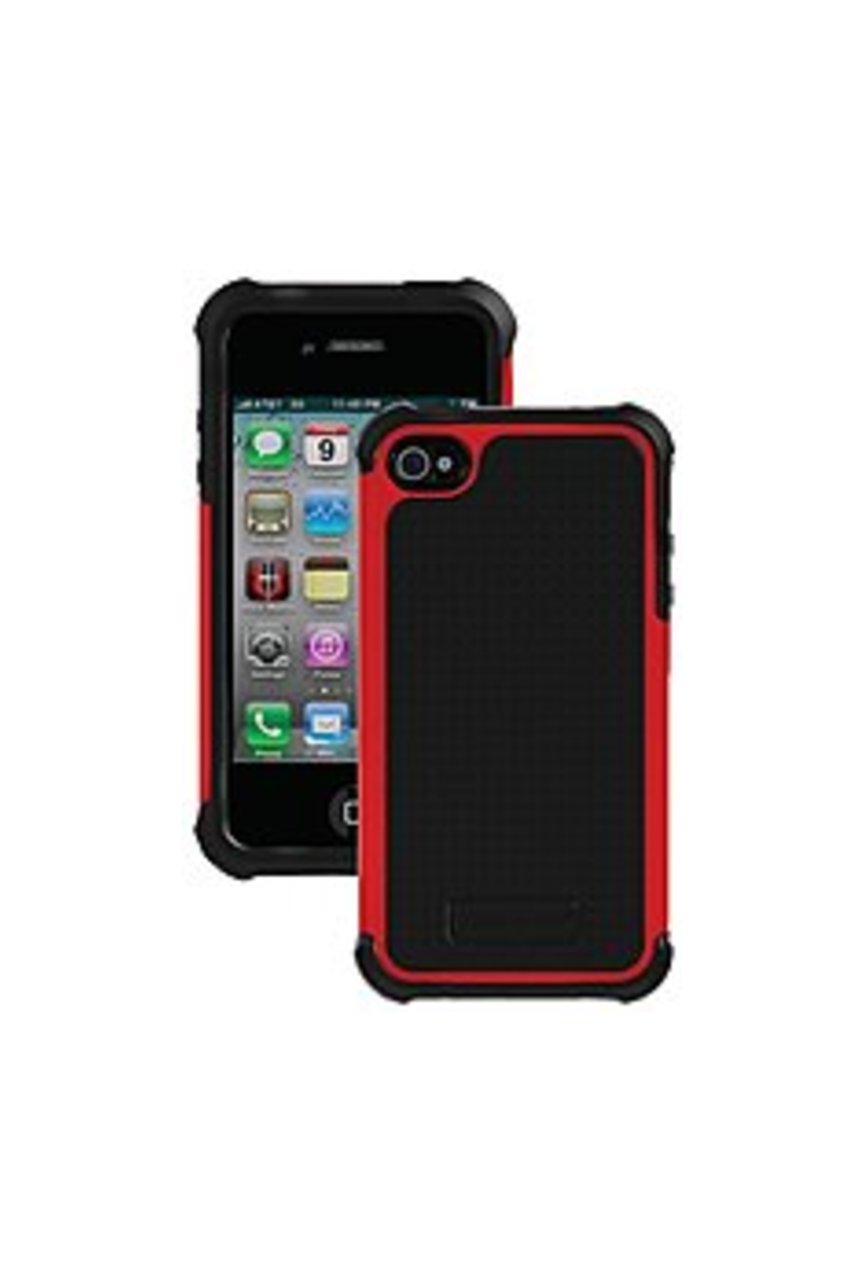 Ballistic Shell Gel Series SA0582-M355 Advanced 3-Layer Protection Case for Apple iPhone 4,4S - Red, Black