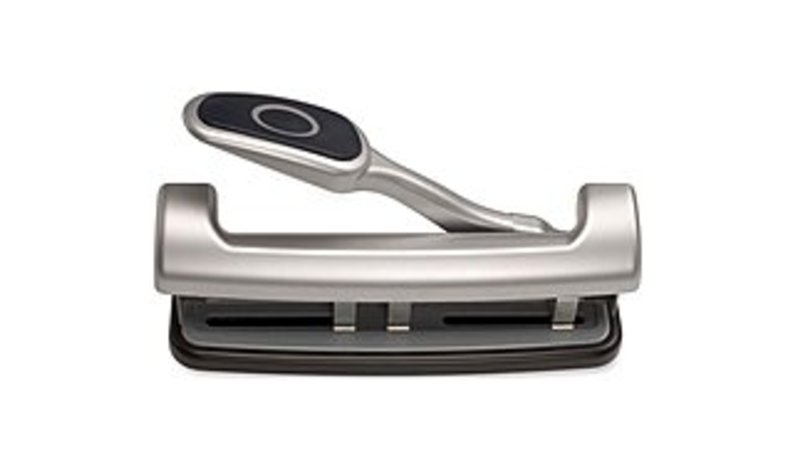 Officemate 90050 EZ Lever Adjustable Three Hole Punch - 15 Sheet - Silver