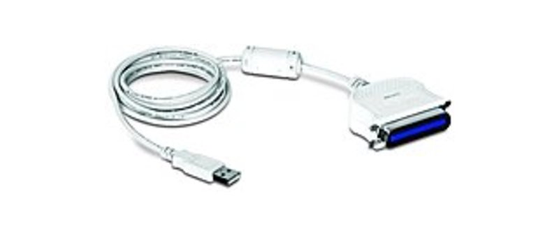 TRENDnet TU-P1284 USB to Parallel Printer Cable Adapter - Centronics Male Parallel - Type A Male USB - 6.56ft - White