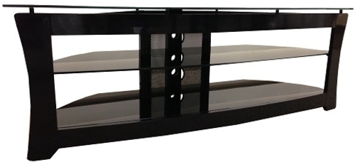 OSC Designs EDWARD TV Stand - Up to 70-inch Televisions - Ebony Plywood / Steel Frame - Tempered Black Glass