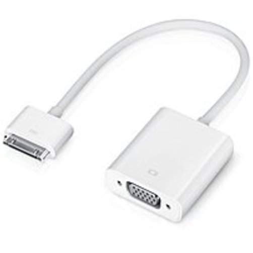 Apple MC552ZM/B iPad Dock Connector to VGA Adapter - 1 x 15-pin HD-15 Female VGA, 1 x 30-pin Male Proprietary Connector - White