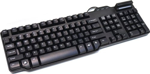 SynchroTech PCM-CR-SCK39SS-B Wired Keyboard - USB - Smart Card Reader - 104 Keys - Black