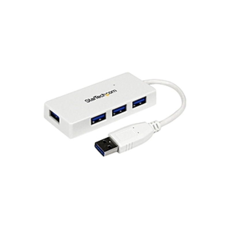 StarTech.com Portable 4 Port SuperSpeed Mini USB 3.0 Hub - White - USB - External - 4 USB Port(s) - 4 USB 3.0 Port(s)