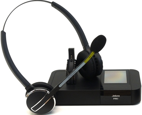 Jabra PRO 9450 Duo NCSA Headset - Stereo - Wireless - DECT - 450 ft - Over-the-head - Binaural - Semi-open - Noise Cancelling Microphone