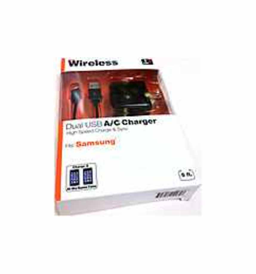 Just Wireless 705954042648 Dual USB A/C Charger - Fits Samsung - High Speed Charge & Sync - 5ft - Up to 2 devices