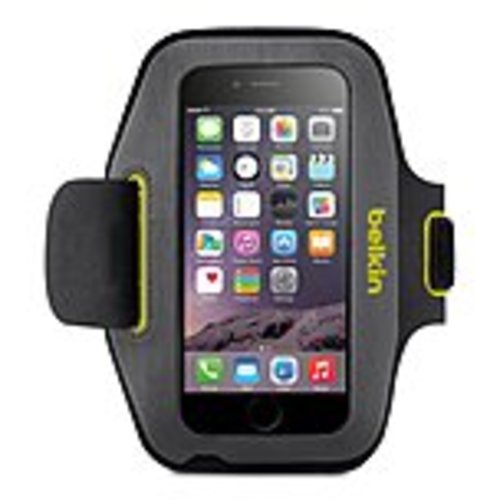 Belkin Sport-Fit Carrying Case (Armband) for iPhone 6 - Blacktop, Limelight - Scratch Resistant, Water Resistant - Neoprene, Lycra - Armband