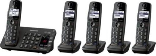 Panasonic KX-TG465SK Link-To-Cell Bluetooth DECT 6.0 Cordless Phone - 5 Handsets - Black